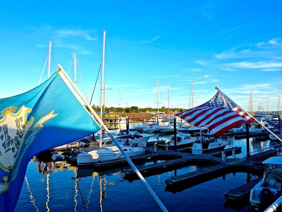 flags over the marina