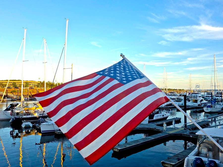 American flag over the crab shell